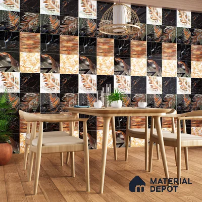 Tropical Wall Tile TL 02160 Costa Black Decore 4 ft x 2 ft Glossy Finish Vitrified Tile - 9 mm | Suitable for Living Room, Bedroom & Bathroom (Sample)