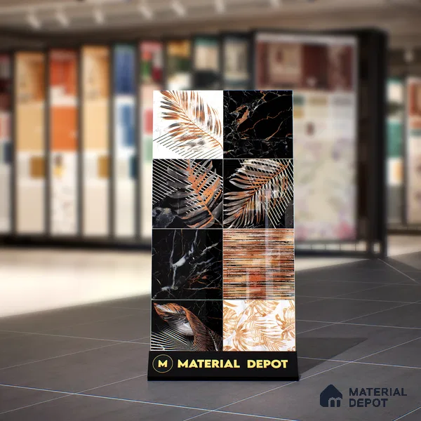 Tropical Wall Tile TL 02160 Costa Black Decore 4 ft x 2 ft Glossy Finish Vitrified Tile - 9 mm | Suitable for Living Room, Bedroom & Bathroom (Sample)