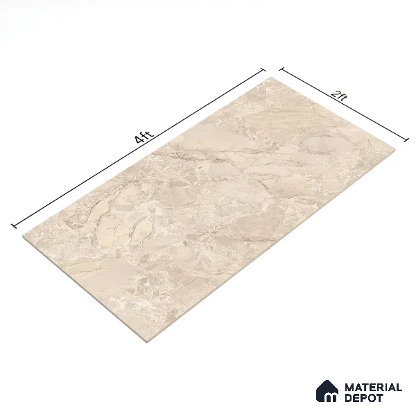 TL 00830 Fontana Crema 1200x600 mm Random Face Endless Glossy Finish Vitrified Wall & Floor Tile - 9 mm