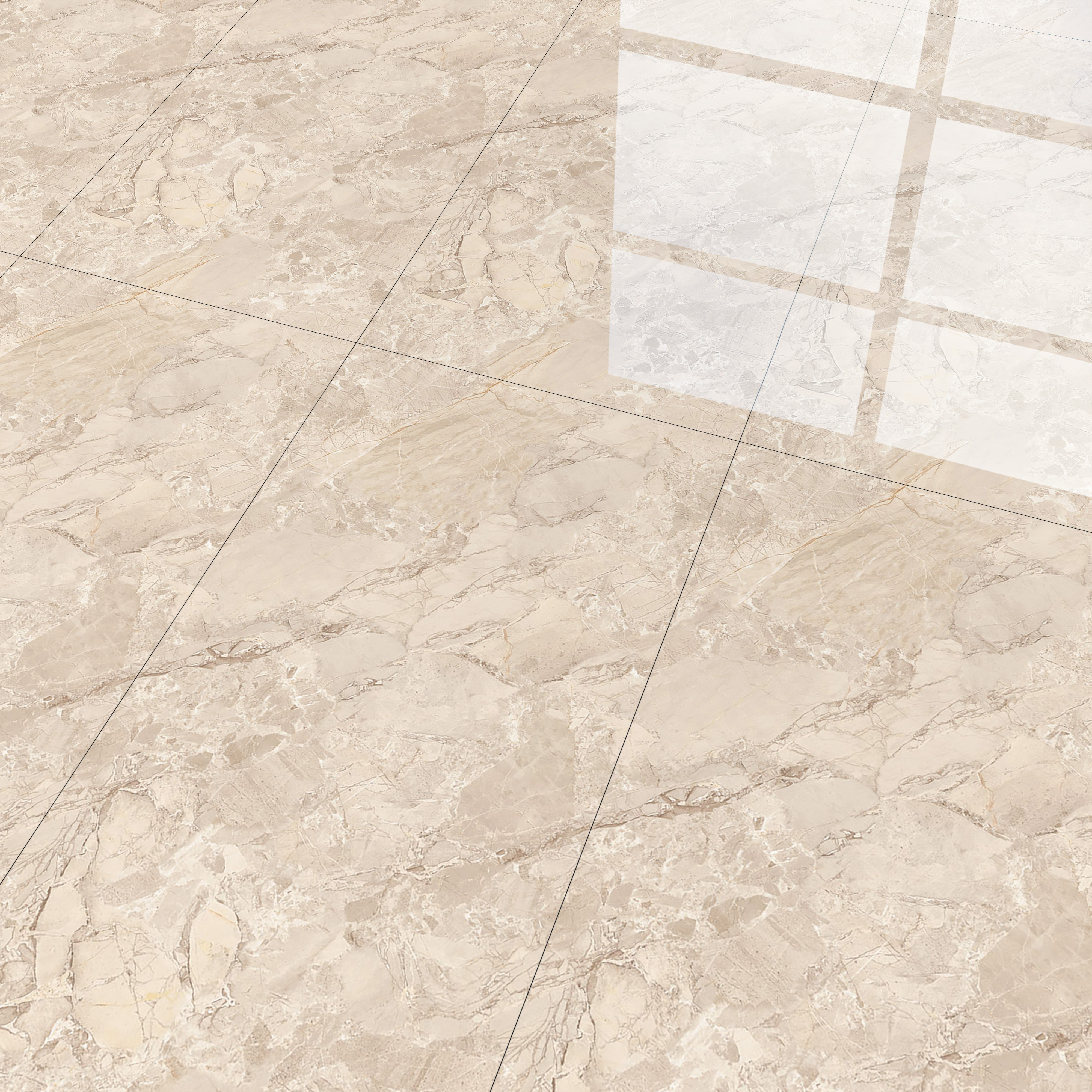 TL 00830 Fontana Crema 1200x600 mm Random Face Endless Glossy Finish Vitrified Wall & Floor Tile - 9 mm