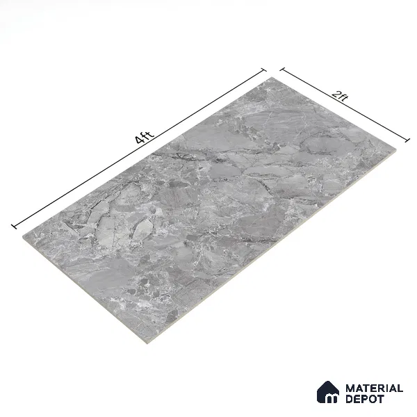 TL 00829 Fontana Silver 1200x600 mm Random Face Endless Glossy Finish Vitrified Wall & Floor Tile - 9 mm (Sample)