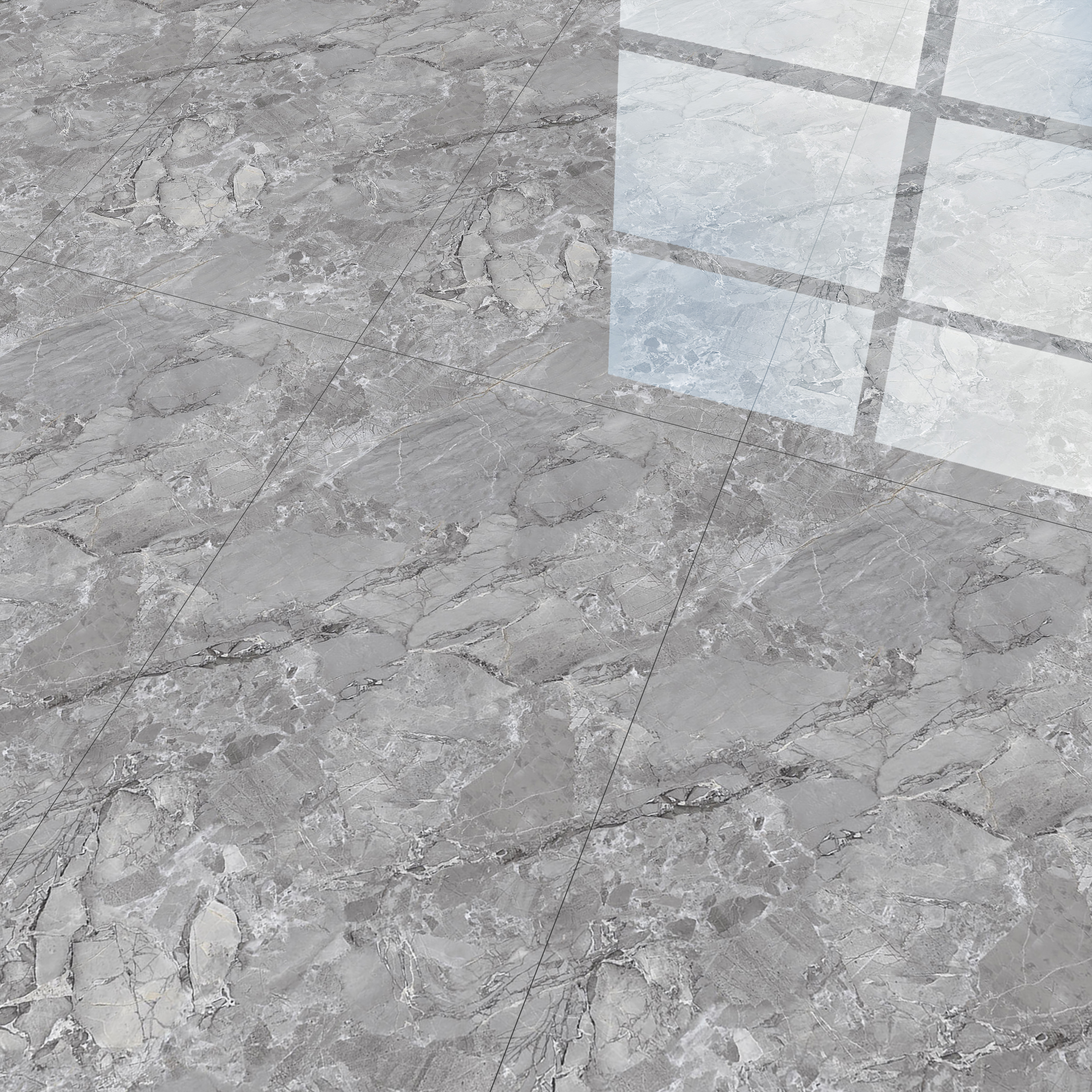 TL 00829 Fontana Silver 1200x600 mm Random Face Endless Glossy Finish Vitrified Wall & Floor Tile - 9 mm (Sample)
