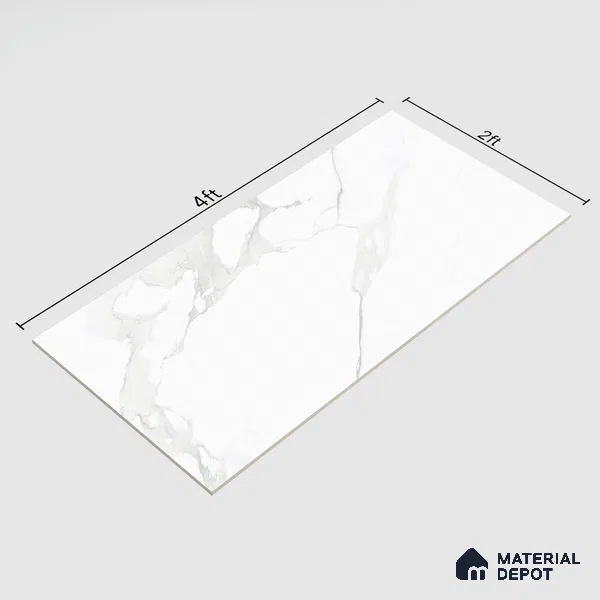 TL 00817 Statuario White 1200x600 mm Random Face Glossy Finish Vitrified Wall & Floor Tile - 9 mm (Sample)