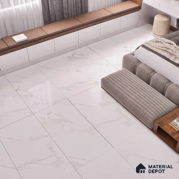 TL 00817 Statuario White 1200x600 mm Random Face Glossy Finish Vitrified Wall & Floor Tile - 9 mm (Sample)