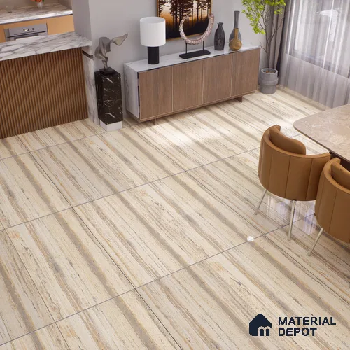 TL 00825 Travertino Classic 1200x600 mm Random Face Glossy Finish Vitrified Wall & Floor Tile - 9 mm