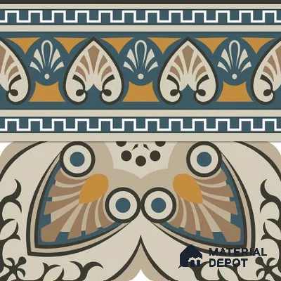Moroccan Carpet Floor Tile TL 06683 B Barcelona Ivory 1 ft x 1 ft Brown Ceramic Glue Matte Finish Border Tile - 9 mm | Ideal for Living Room, Kitchen, Dining Area | Please Expect a Slight Variation of Pattern