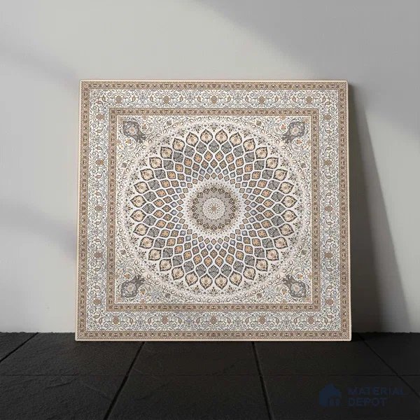 Moroccan Carpet Wall & Floor Tile TL 05331 B Atlas Marrakeh Mix Type B 2 ft x 2 ft Vitrified Matte Finish - 9 mm | Suitable for Entrance Areas, Coutyard, Patio, Verandahs | Please Expect a Slight Variation of Pattern (Sample)