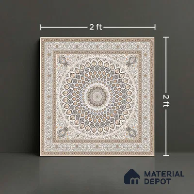 Moroccan Carpet Wall & Floor Tile TL 05331 B Atlas Marrakeh Mix Type B 2 ft x 2 ft Vitrified Matte Finish - 9 mm | Suitable for Entrance Areas, Coutyard, Patio, Verandahs | Please Expect a Slight Variation of Pattern (Sample)