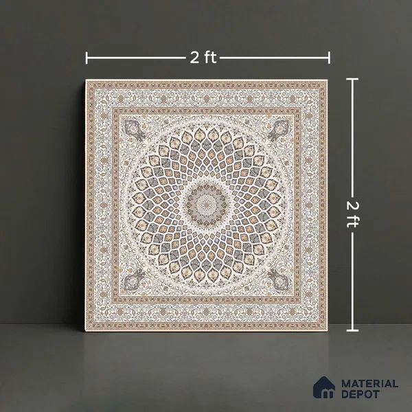 Moroccan Carpet Wall & Floor Tile TL 05331 B Atlas Marrakeh Mix Type B 2 ft x 2 ft Vitrified Matte Finish - 9 mm | Suitable for Entrance Areas, Coutyard, Patio, Verandahs | Please Expect a Slight Variation of Pattern (Sample)