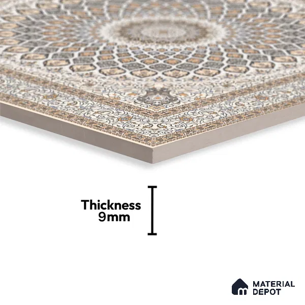 Moroccan Carpet Wall & Floor Tile TL 05331 B Atlas Marrakeh Mix Type B 2 ft x 2 ft Vitrified Matte Finish - 9 mm | Suitable for Entrance Areas, Coutyard, Patio, Verandahs | Please Expect a Slight Variation of Pattern (Sample)