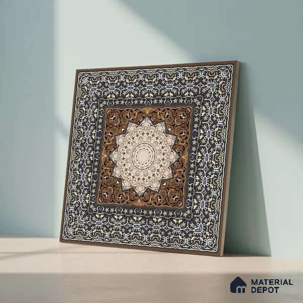 Moroccan Carpet Wall & Floor Tile TL 05331 C Atlas Marrakeh Mix Type C 2 ft x 2 ft Vitrified Matte Finish - 9 mm | Suitable for Entrance Areas, Coutyard, Patio, Verandahs | Please Expect a Slight Variation of Pattern (Sample)