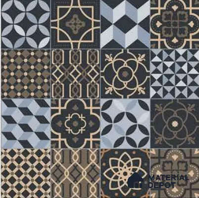 Moroccan Floor Tile TL 05332 Strada Bella Craftico 16 inch x 16 inch Vitrified Punch Matte Finish - 12 mm | Suitable for Parking, Balcony, Courtyard, Patio, Terrace | Pattern Alignment May Vary | 2-3 mm Spacer is Mandatory