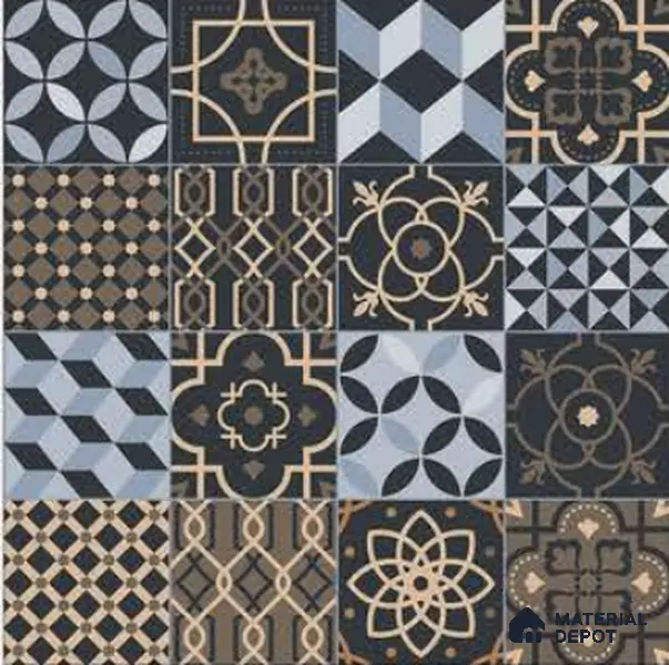 Moroccan Floor Tile TL 05332 Strada Bella Craftico 16 inch x 16 inch Vitrified Punch Matte Finish - 12 mm | Suitable for Parking, Balcony, Courtyard, Patio, Terrace | Pattern Alignment May Vary | 2-3 mm Spacer is Mandatory