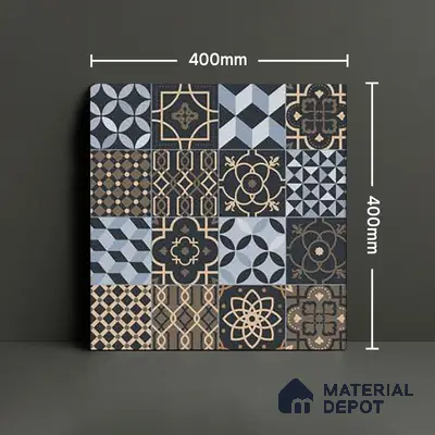 Moroccan Floor Tile TL 05332 Strada Bella Craftico 16 inch x 16 inch Vitrified Punch Matte Finish - 12 mm | Suitable for Parking, Balcony, Courtyard, Patio, Terrace | Pattern Alignment May Vary | 2-3 mm Spacer is Mandatory