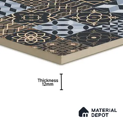 Moroccan Floor Tile TL 05332 Strada Bella Craftico 16 inch x 16 inch Vitrified Punch Matte Finish - 12 mm | Suitable for Parking, Balcony, Courtyard, Patio, Terrace | Pattern Alignment May Vary | 2-3 mm Spacer is Mandatory