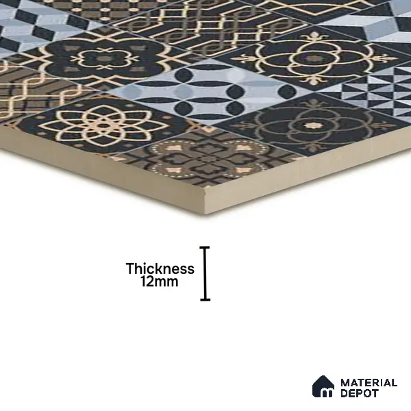 Moroccan Floor Tile TL 05332 Strada Bella Craftico 16 inch x 16 inch Vitrified Punch Matte Finish - 12 mm | Suitable for Parking, Balcony, Courtyard, Patio, Terrace | Pattern Alignment May Vary | 2-3 mm Spacer is Mandatory
