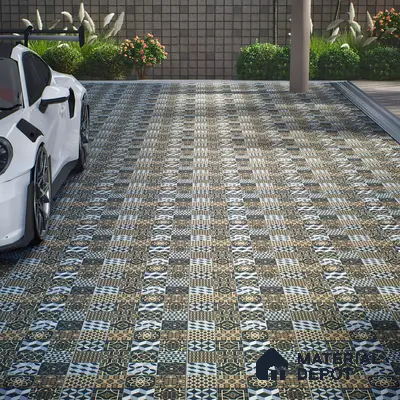 Moroccan Floor Tile TL 05332 Strada Bella Craftico 16 inch x 16 inch Vitrified Punch Matte Finish - 12 mm | Suitable for Parking, Balcony, Courtyard, Patio, Terrace | Pattern Alignment May Vary | 2-3 mm Spacer is Mandatory