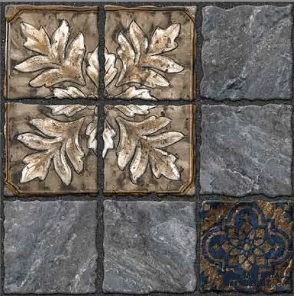 Moroccan Floor Tile TL 05333 Strada Floriana Grey 16 inch x 16 inch Vitrified Punch Matte Finish - 12 mm | Suitable for Parking, Balcony, Courtyard, Patio, Terrace | Pattern Alignment May Vary | 2-3 mm Spacer is Mandatory