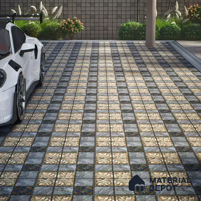 Moroccan Floor Tile TL 05333 Strada Floriana Grey 16 inch x 16 inch Vitrified Punch Matte Finish - 12 mm | Suitable for Parking, Balcony, Courtyard, Patio, Terrace | Pattern Alignment May Vary | 2-3 mm Spacer is Mandatory