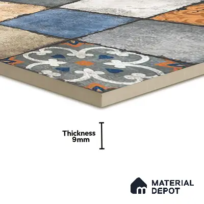 Moroccan Look Floor & Wall Tile TL 06010 Vintage Relic 2 ft x 2 ft Rustic Carving Matte Finish Vitrified Tile - 9 mm | 4 Random Design | Suitable For Living Room, Bedroom, Bathroom, Kitchen & Dining | Please Expect a Slight Variation of Pattern