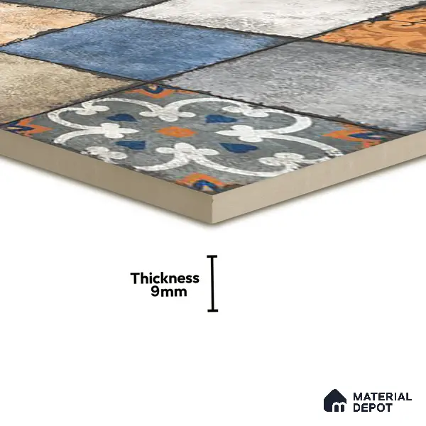 Moroccan Look Floor & Wall Tile TL 06010 Vintage Relic 2 ft x 2 ft Rustic Carving Matte Finish Vitrified Tile - 9 mm | 4 Random Design | Suitable For Living Room, Bedroom, Bathroom, Kitchen & Dining | Please Expect a Slight Variation of Pattern