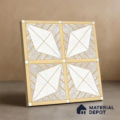 Moroccan Floor & Wall Tile TL 06075 Leora Gold 200 x 200 mm Vitrified Carving Matte Finish - 9 mm | Ideal For Living Room, Bathroom, Kitchen | 2 mm Spacer is Mandatory | Please Expect a Slight Variation of Pattern