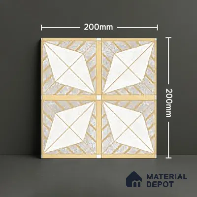 Moroccan Floor & Wall Tile TL 06075 Leora Gold 200 x 200 mm Vitrified Carving Matte Finish - 9 mm | Ideal For Living Room, Bathroom, Kitchen | 2 mm Spacer is Mandatory | Please Expect a Slight Variation of Pattern