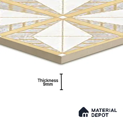 Moroccan Floor & Wall Tile TL 06075 Leora Gold 200 x 200 mm Vitrified Carving Matte Finish - 9 mm | Ideal For Living Room, Bathroom, Kitchen | 2 mm Spacer is Mandatory | Please Expect a Slight Variation of Pattern