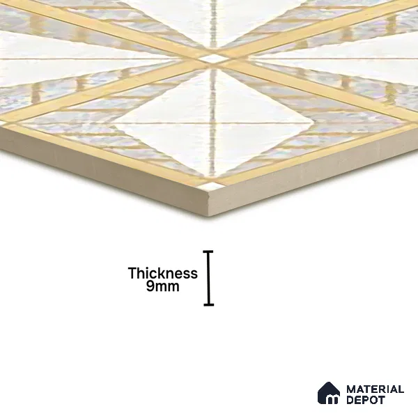 Moroccan Floor & Wall Tile TL 06075 Leora Gold 200 x 200 mm Vitrified Carving Matte Finish - 9 mm | Ideal For Living Room, Bathroom, Kitchen | 2 mm Spacer is Mandatory | Please Expect a Slight Variation of Pattern