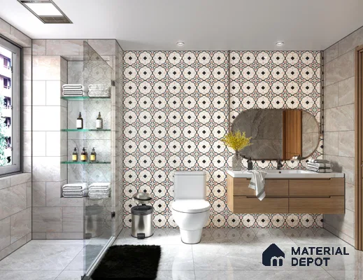 Moroccan Floor & Wall Tile TL 06042 Bregel 200 x 200 mm Vitrified Matte Finish - 9 mm | Ideal For Living Room, Bathroom, Kitchen | 2 mm Spacer is Mandatory | Please Expect a Slight Variation of Pattern (Sample)