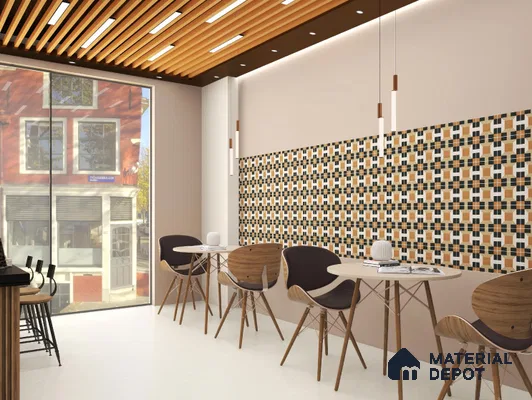 Moroccan Floor & Wall Tile TL 06043 Cosmic Square 200 x 200 mm Vitrified Matte Finish - 9 mm | Ideal For Living Room, Bathroom, Kitchen | 2 mm Spacer is Mandatory | Please Expect a Slight Variation of Pattern (Sample)