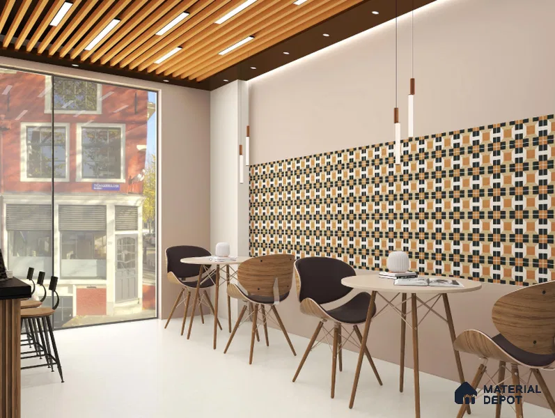 Moroccan Floor & Wall Tile TL 06043 Cosmic Square 200 x 200 mm Vitrified Matte Finish - 9 mm | Ideal For Living Room, Bathroom, Kitchen | 2 mm Spacer is Mandatory | Please Expect a Slight Variation of Pattern (Sample)