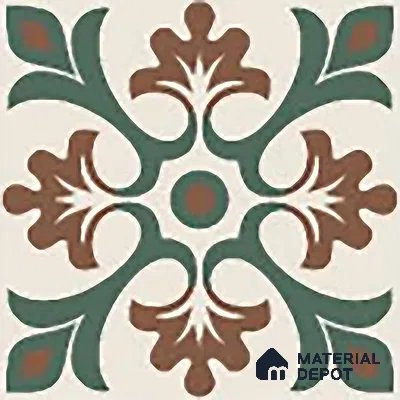 Moroccan Floor & Wall Tile TL 06056 Leafy 200 x 200 mm Vitrified Matte Finish - 9 mm | Ideal For Living Room, Bathroom, Kitchen | 2 mm Spacer is Mandatory | Please Expect a Slight Variation of Pattern (Sample)