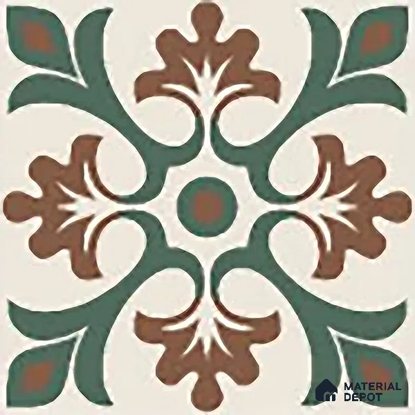 Moroccan Floor & Wall Tile TL 06056 Leafy 200 x 200 mm Vitrified Matte Finish - 9 mm | Ideal For Living Room, Bathroom, Kitchen | 2 mm Spacer is Mandatory | Please Expect a Slight Variation of Pattern (Sample)