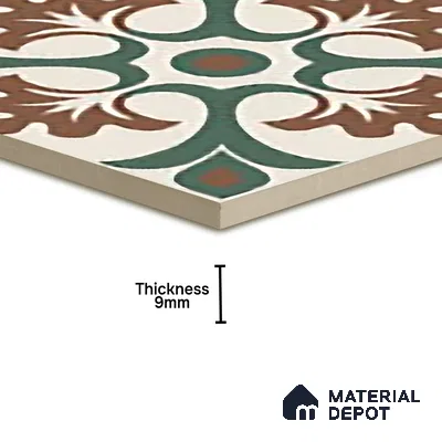 Moroccan Floor & Wall Tile TL 06056 Leafy 200 x 200 mm Vitrified Matte Finish - 9 mm | Ideal For Living Room, Bathroom, Kitchen | 2 mm Spacer is Mandatory | Please Expect a Slight Variation of Pattern (Sample)
