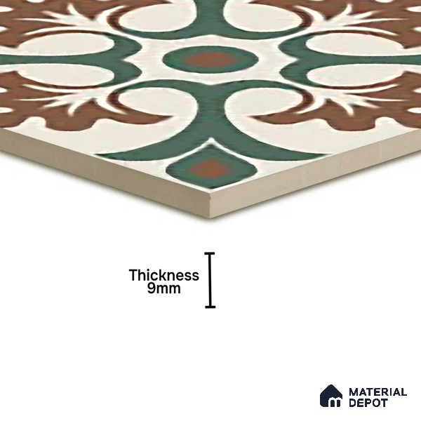 Moroccan Floor & Wall Tile TL 06056 Leafy 200 x 200 mm Vitrified Matte Finish - 9 mm | Ideal For Living Room, Bathroom, Kitchen | 2 mm Spacer is Mandatory | Please Expect a Slight Variation of Pattern (Sample)