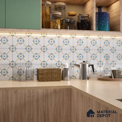 Moroccan Floor & Wall Tile TL 06057 Livo 200 x 200 mm Vitrified Matte Finish - 9 mm | Ideal For Living Room, Bathroom, Kitchen | 2 mm Spacer is Mandatory | Please Expect a Slight Variation of Pattern