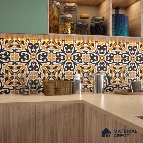 Moroccan Floor & Wall Tile TL 06058 Maze 200 x 200 mm Vitrified Matte Finish - 9 mm | Ideal For Living Room, Bathroom, Kitchen | 2 mm Spacer is Mandatory | Please Expect a Slight Variation of Pattern
