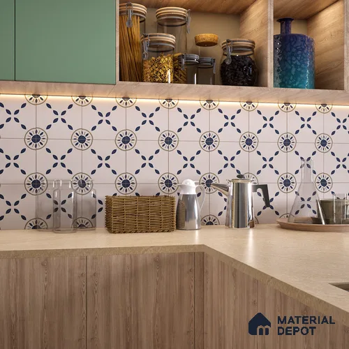 Moroccan Floor & Wall Tile TL 06059 Molise 200 x 200 mm Vitrified Matte Finish - 9 mm | Ideal For Living Room, Bathroom, Kitchen | 2 mm Spacer is Mandatory | Please Expect a Slight Variation of Pattern