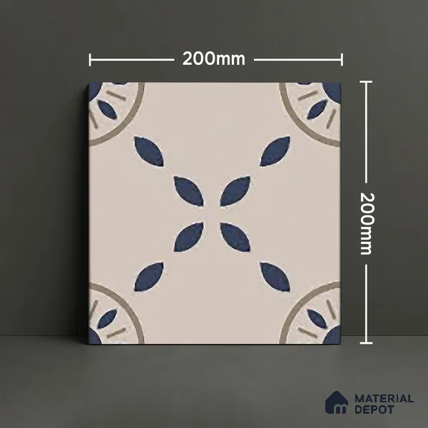 Moroccan Floor & Wall Tile TL 06059 Molise 200 x 200 mm Vitrified Matte Finish - 9 mm | Suitable For Kitchen, Bathroom, Balcony | 2 mm Spacer is Mandatory | Please Expect a Slight Variation of Pattern