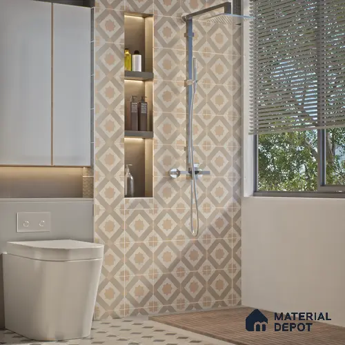 Moroccan Floor & Wall Tile TL 06060 Naoki 200 x 200 mm Vitrified Matte Finish - 9 mm | Ideal For Living Room, Bathroom, Kitchen | 2 mm Spacer is Mandatory | Please Expect a Slight Variation of Pattern