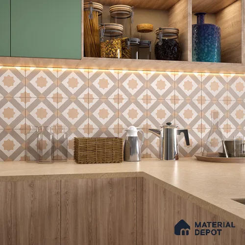 Moroccan Floor & Wall Tile TL 06060 Naoki 200 x 200 mm Vitrified Matte Finish - 9 mm | Ideal For Living Room, Bathroom, Kitchen | 2 mm Spacer is Mandatory | Please Expect a Slight Variation of Pattern