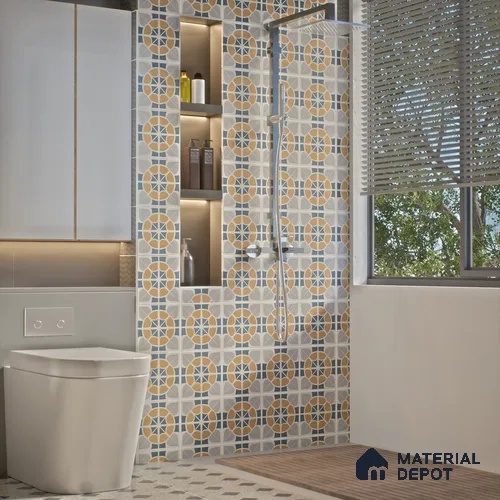 Moroccan Floor & Wall Tile TL 06063 Paidra 200 x 200 mm Vitrified Matte Finish - 9 mm | Suitable For Kitchen, Bathroom, Balcony | 2 mm Spacer is Mandatory | Please Expect a Slight Variation of Pattern