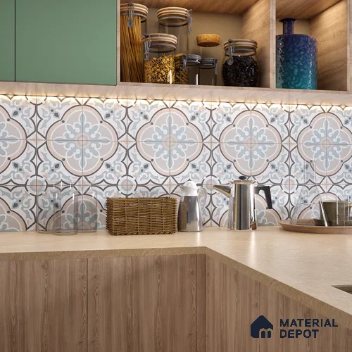 Moroccan Floor & Wall Tile TL 06065 Rivera 200 x 200 mm Vitrified Matte Finish - 9 mm | Ideal For Living Room, Bathroom, Kitchen | 2 mm Spacer is Mandatory | Please Expect a Slight Variation of Pattern