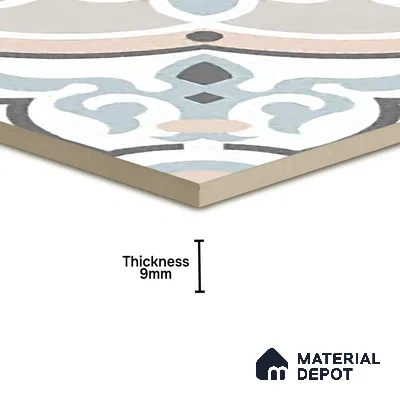 Moroccan Floor & Wall Tile TL 06065 Rivera 200 x 200 mm Vitrified Matte Finish - 9 mm | Ideal For Living Room, Bathroom, Kitchen | 2 mm Spacer is Mandatory | Please Expect a Slight Variation of Pattern (Sample)