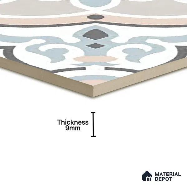 Moroccan Floor & Wall Tile TL 06065 Rivera 200 x 200 mm Vitrified Matte Finish - 9 mm | Ideal For Living Room, Bathroom, Kitchen | 2 mm Spacer is Mandatory | Please Expect a Slight Variation of Pattern (Sample)