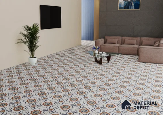 Moroccan Floor & Wall Tile TL 06066 Shevica 200 x 200 mm Vitrified Matte Finish - 9 mm | Ideal For Living Room, Bathroom, Kitchen | 2 mm Spacer is Mandatory | Please Expect a Slight Variation of Pattern (Sample)
