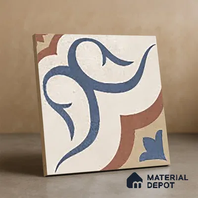Moroccan Floor & Wall Tile TL 06066 Shevica 200 x 200 mm Vitrified Matte Finish - 9 mm | Ideal For Living Room, Bathroom, Kitchen | 2 mm Spacer is Mandatory | Please Expect a Slight Variation of Pattern (Sample)