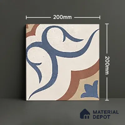 Moroccan Floor & Wall Tile TL 06066 Shevica 200 x 200 mm Vitrified Matte Finish - 9 mm | Ideal For Living Room, Bathroom, Kitchen | 2 mm Spacer is Mandatory | Please Expect a Slight Variation of Pattern (Sample)