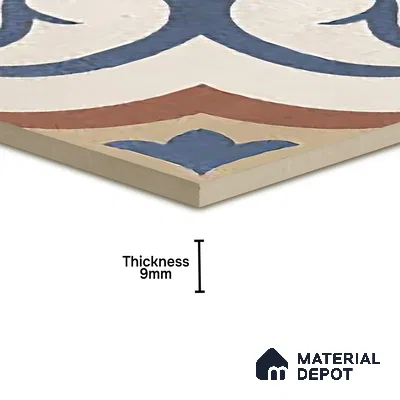 Moroccan Floor & Wall Tile TL 06066 Shevica 200 x 200 mm Vitrified Matte Finish - 9 mm | Ideal For Living Room, Bathroom, Kitchen | 2 mm Spacer is Mandatory | Please Expect a Slight Variation of Pattern (Sample)
